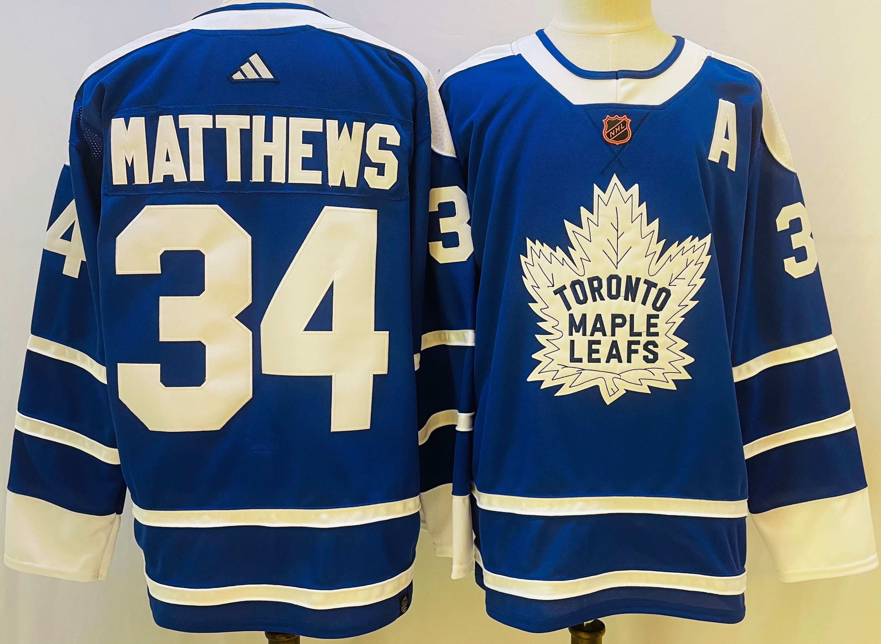 Men Toronto Maple Leafs 34 Matthews Throwback 2022 Adidas NHL Jersey